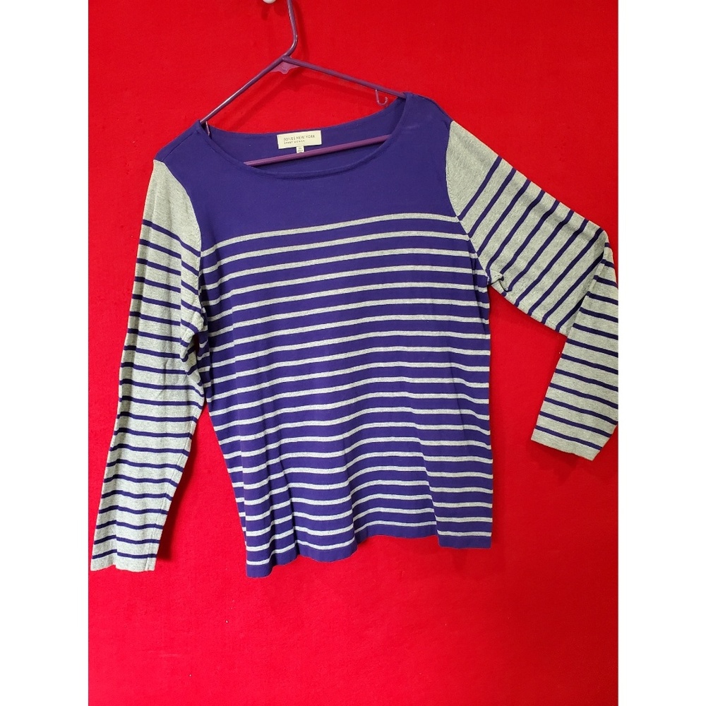 Jones NY Purple/ Gray Striped Sweater